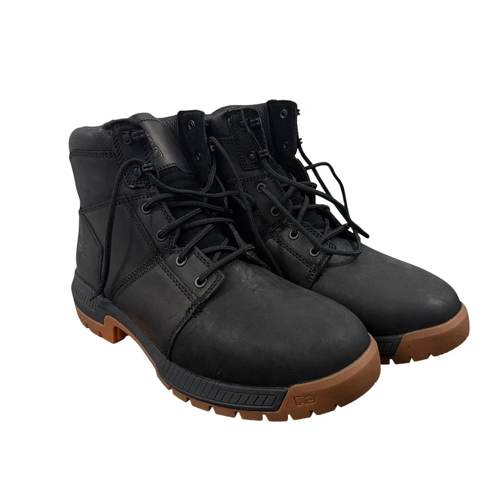 Timberland PRO Montauk Work Boots Mens 12 Black Soft Toe Leather 6 Inch A66DQ
